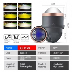 GL038- Three colors good car light bi led lens fog lamp